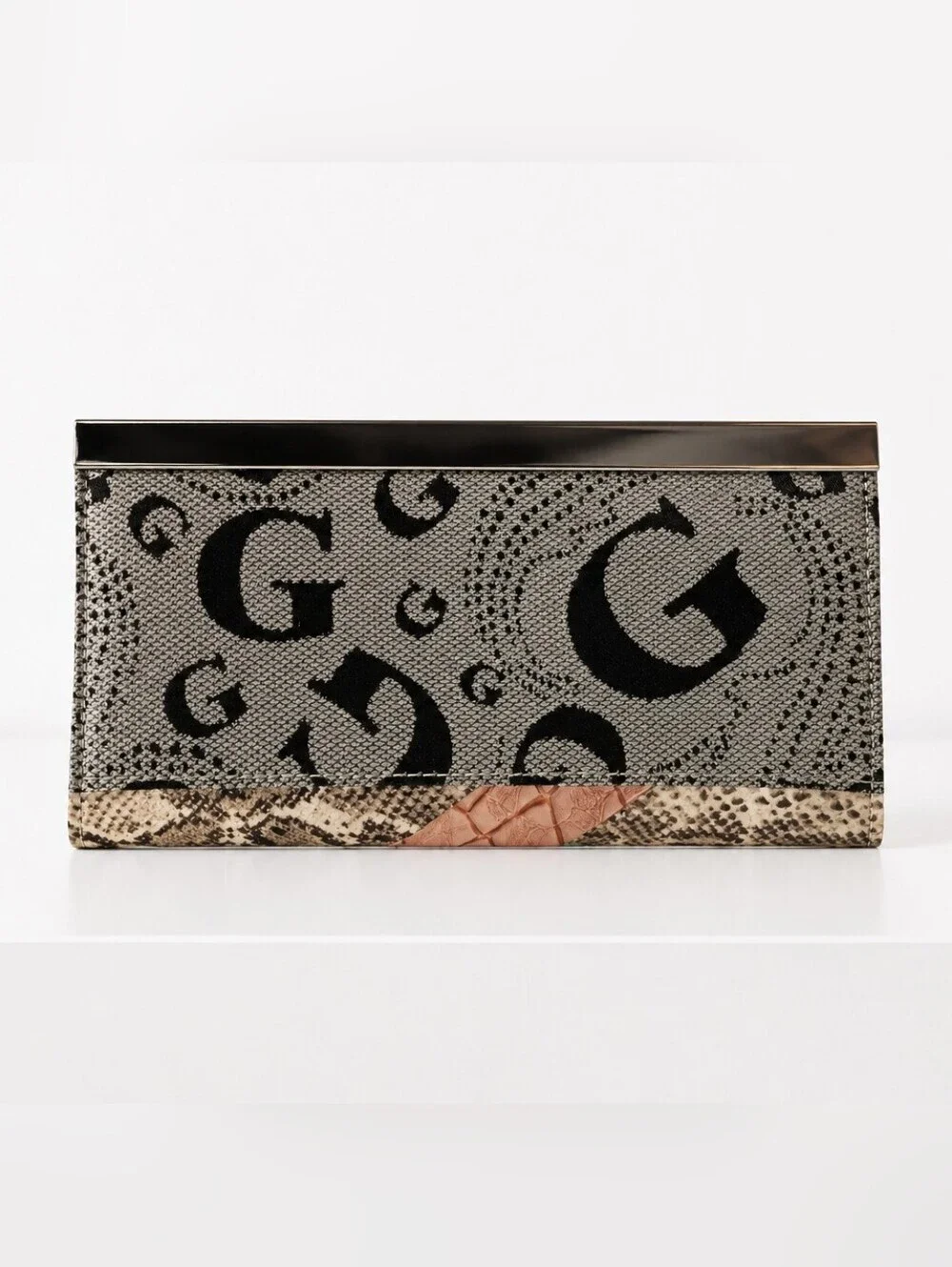 GUESS Snakeskin-Texture Clutch.